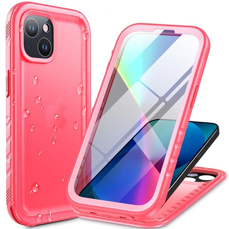 【新品】 Cozycase iPhone 13 用 防水防塵ケース - 完全防水 2m 耐衝撃 360度 全面両面 軽量 米軍カメラ保護 ストラップ付き 海お風呂水中撮影 洗濯可能 iPhone13 用 ケース - 最強頑丈人気 ワイヤレス充電 アイホン13
