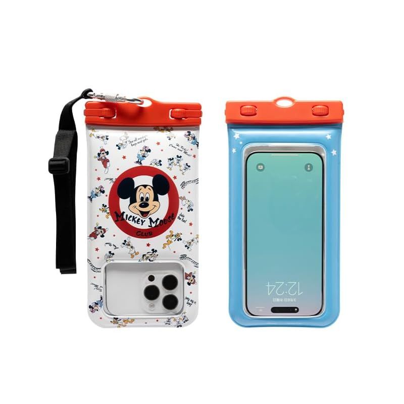 【新品】 DIVAID ディズニー キャラクター ワイドサイズ 防水ケース ショルダーストラップ (ミッキーマウス・クラブ/ホワイト)【 iPhone Android 各種スマートフォン対応 水に浮く フローティング 防水 防塵 IP68】