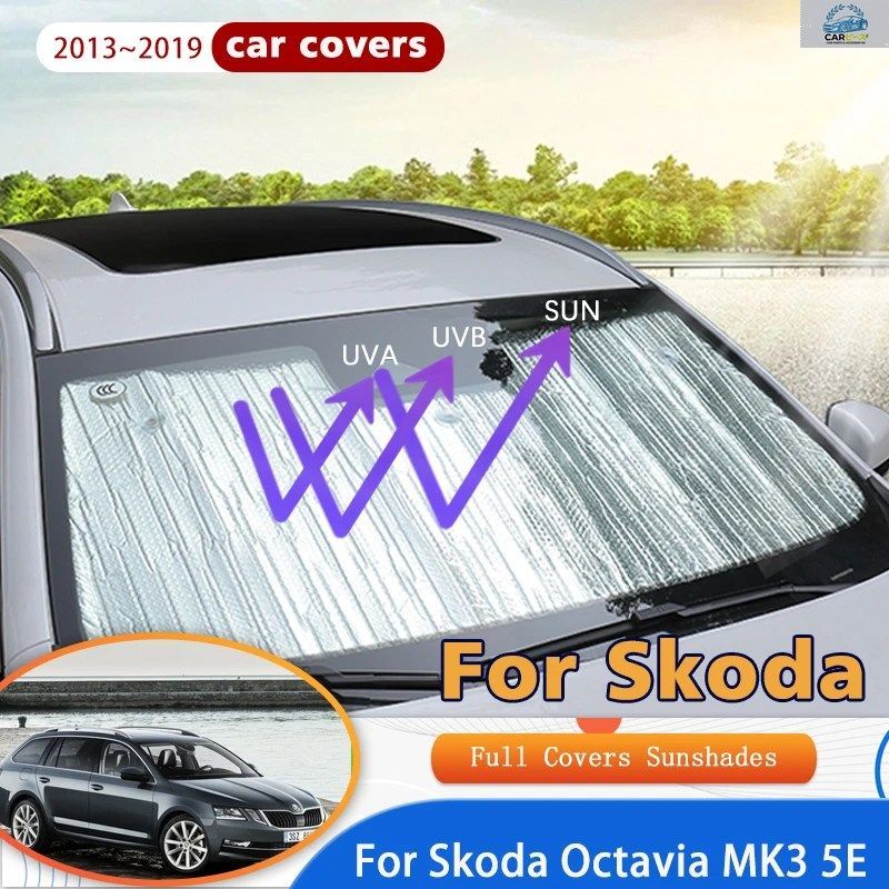 シュコダ オクタビア 3 A7 MK3 5E 2013～2019年式ステーションワゴン用ウィンドウ/フロントガラスサンシェード、保護リフレクター、サンシ 7,512円