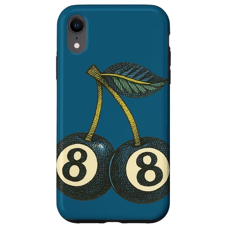 【新品】 さくらんぼとボール8個 レトロラッキープールデザイン スマホケース iPhone XR 用