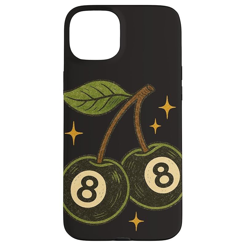 【新品】 さくらんぼとボール8個 レトロラッキープールデザイン スマホケース iPhone 15 Plus 用