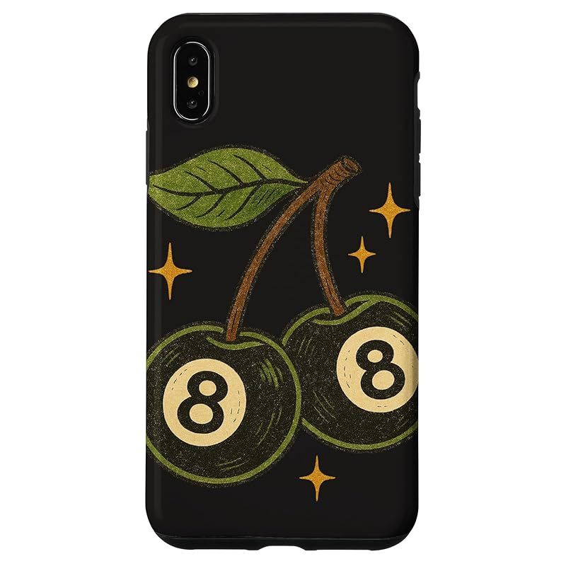 【新品】 さくらんぼとボール8個 レトロラッキープールデザイン スマホケース iPhone XS Max 用