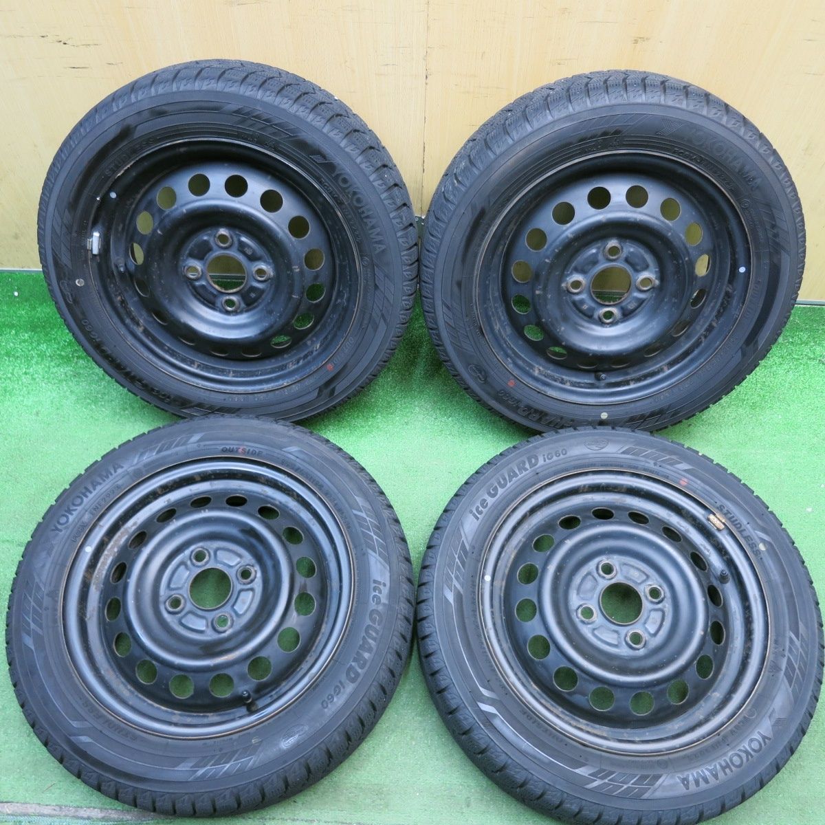 バリ溝！23年！8.5分★スタッドレス 155/65R14 ヨコハマ アイスガード iG60 スチール ホイール 14インチ PCD100/4H★6050604HAス
