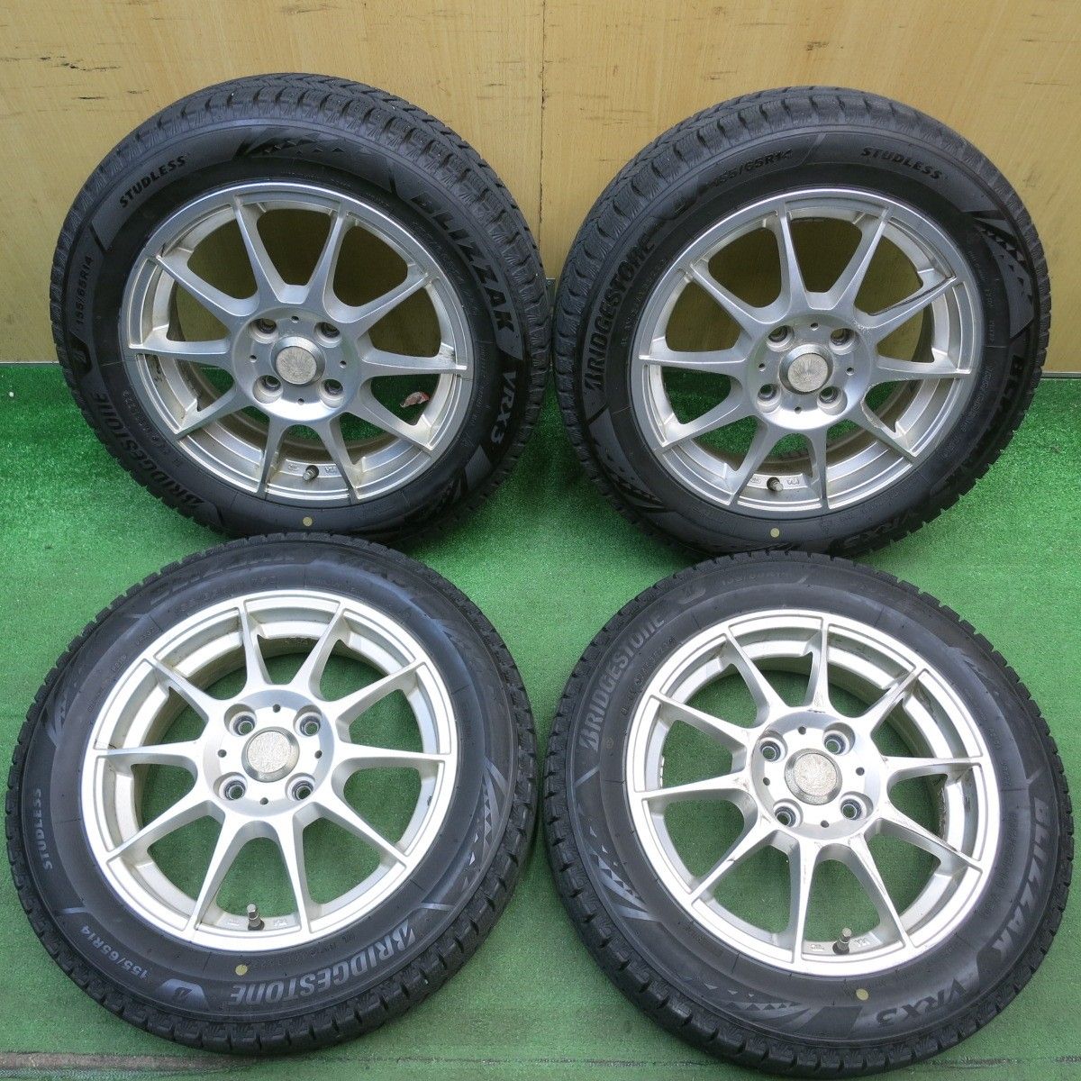 4本価格！22年★スタッドレス 155/65R14 ブリヂストン ブリザック VRX3 ESPORT 社外 アルミ 14インチ PCD100/4H★6050608HAス