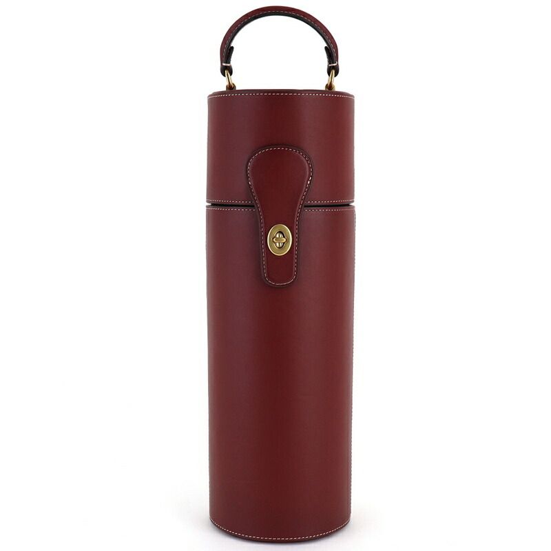 コーチ ワインボトルケース レザー CO235G ボルドー メンズ レディース トップハンドル ターンロック アクトワン【中古】
