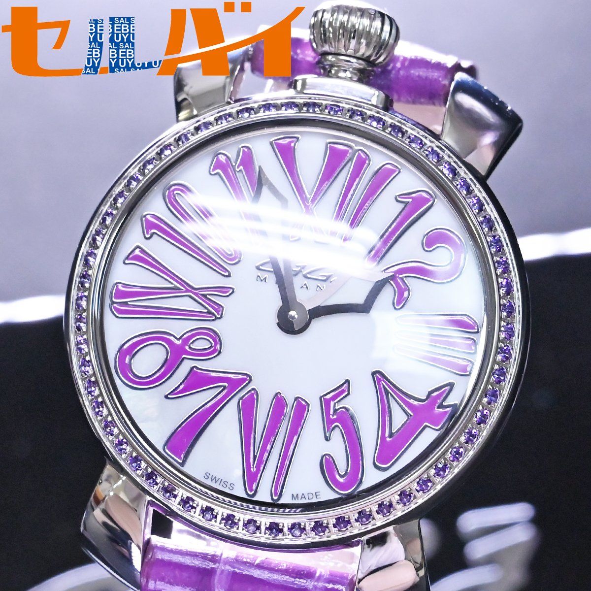 本物 新品 ガガミラノ 現行品 カラーストーンベゼル マザーオブパール ハイジュエリーウォッチ 宝飾腕時計 保存箱 ギャラ付 GAGA MILANO
