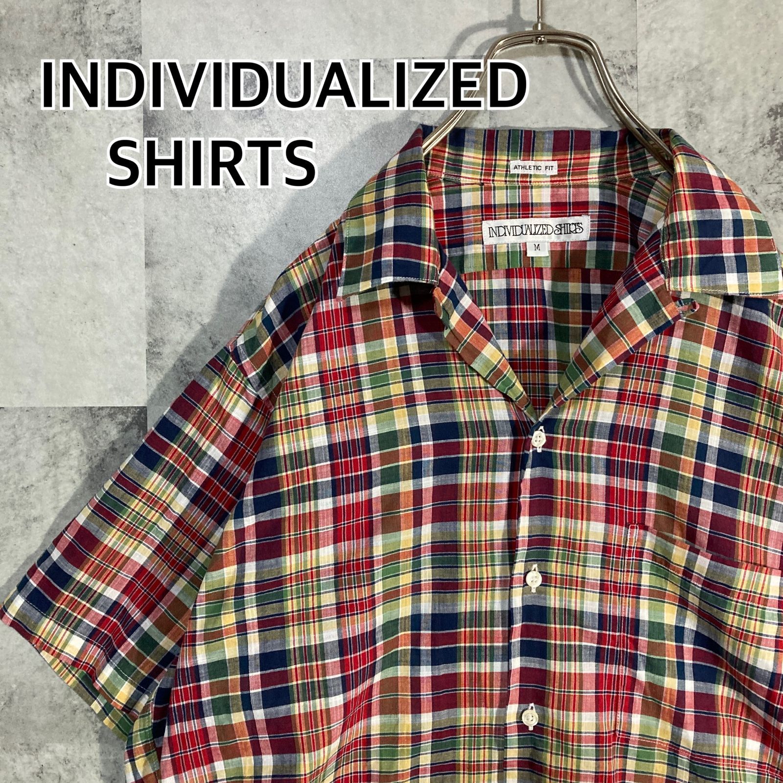 USA製 INDIVIDUALIZED SHIRTS インディヴィジュアライズド シャツ 半袖 オープンカラーシャツ マドラスチェック M 12,008円