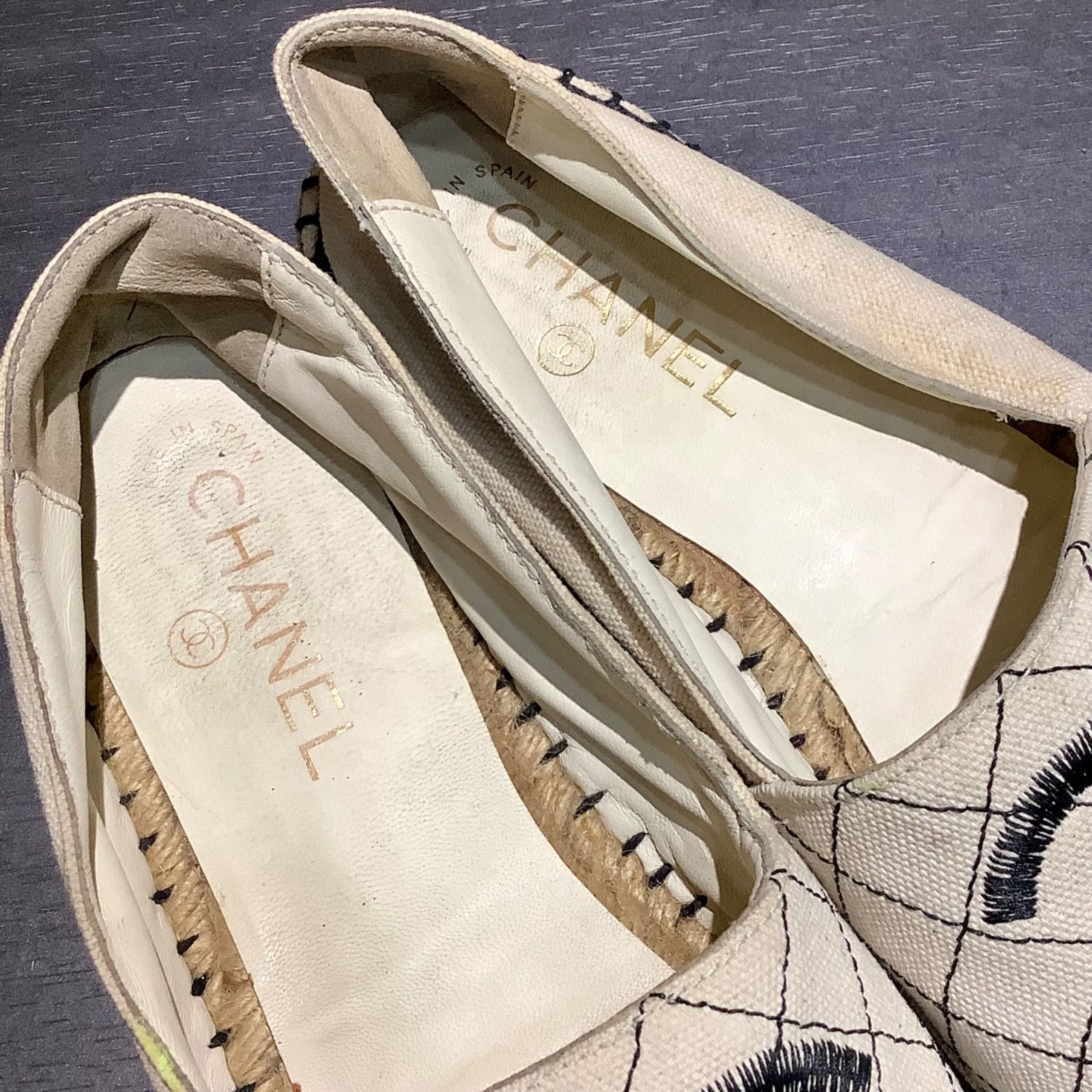 シャネル CHANEL ココマーク マトラッセ 刺繍 エスパドリーユ
