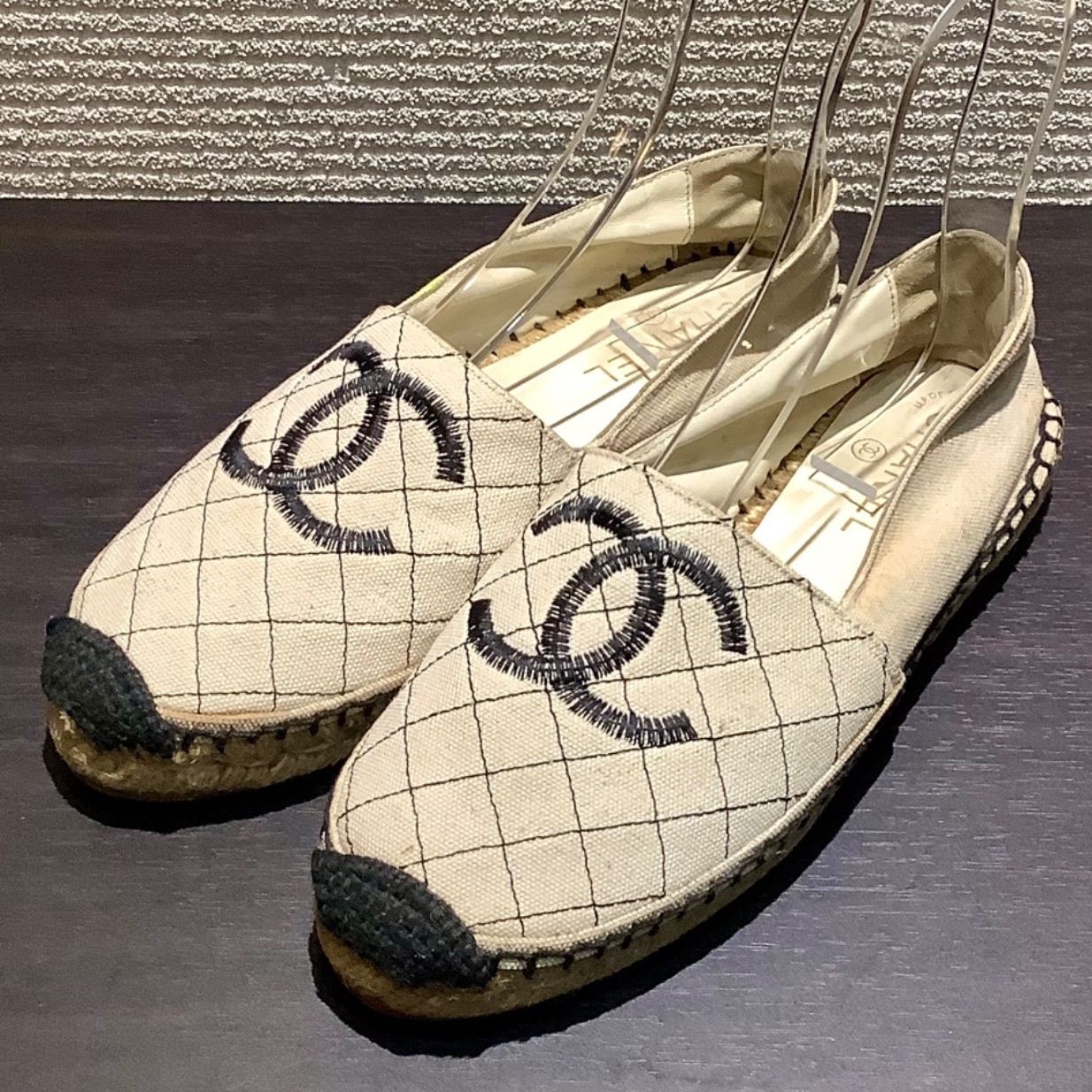 シャネル CHANEL ココマーク マトラッセ 刺繍 エスパドリーユ