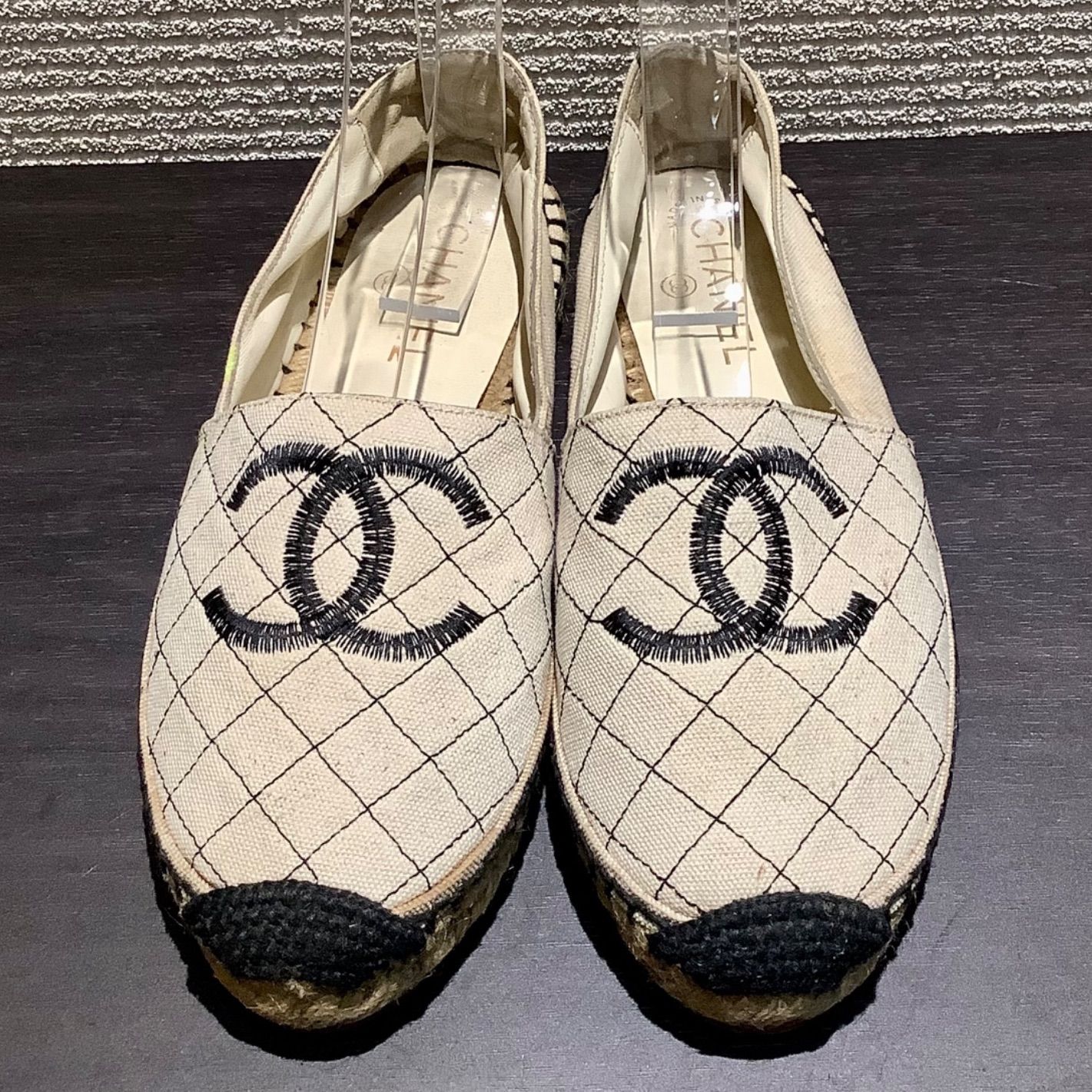 シャネル CHANEL ココマーク マトラッセ 刺繍 エスパドリーユ