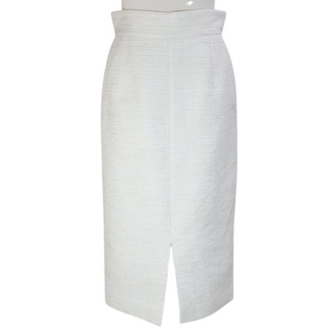 アナイ ANAYI 美品 20SS ツイードスカート ロング タイト ラメ フロントスリット 36 S相当 ホワイト ゴールドカラー /X