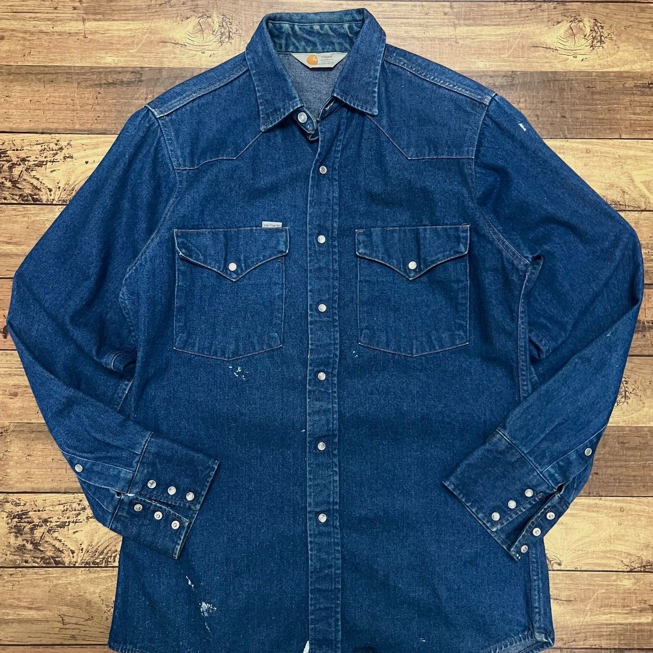 80's~carhartt denim western shirt