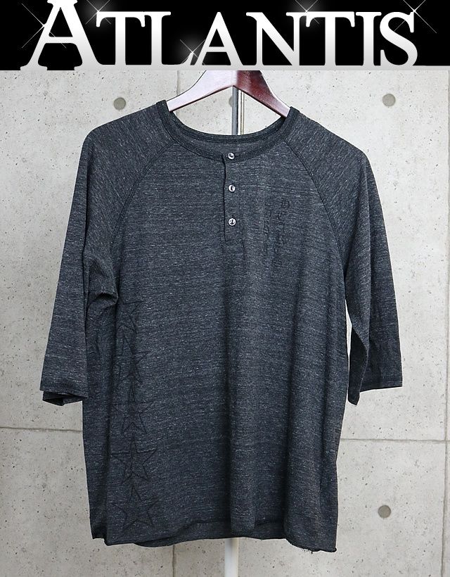 CHROME HEARTS 銀座店 クロムハーツ Tバー ロゴ　七分丈 ボタン Tシャツ 半袖 メンズ size:M グレー 103274