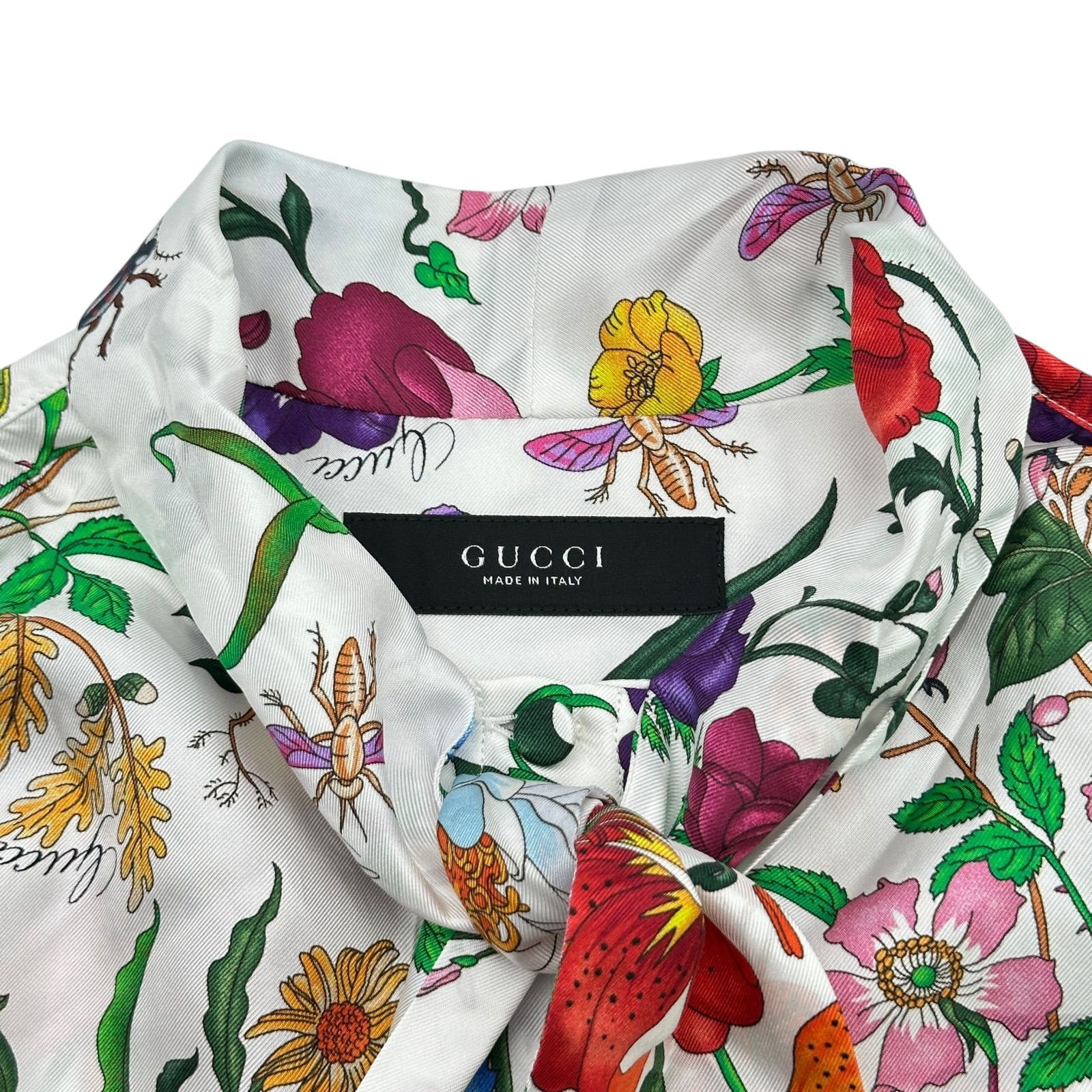 グッチ GUCCI フローラル総柄ボウタイシルクブラウス 865715 マルチ