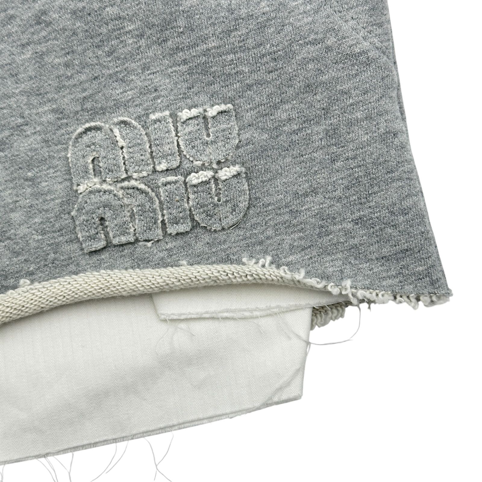ミュウミュウ miu miu ロゴ刺繡スウェットショットパンツ MJP321 グレー コットン レディース ショートパンツ