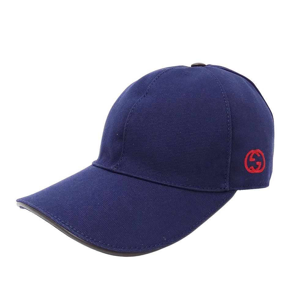 グッチ GUCCI キャップ レディース メンズ ブランド インターロッキングG コットン ネイビー 387554 Sサイズ 57cm ベースボールキャップ おしゃれ 無地 シンプル ロゴ カジュアル 【中古】 24,255円