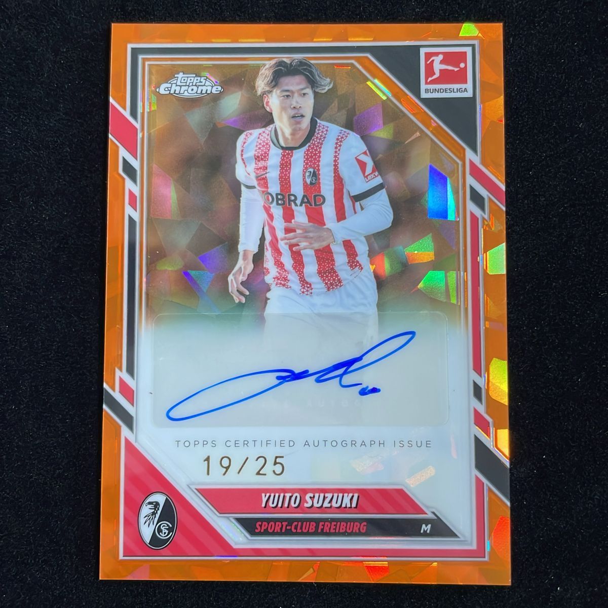 【25枚限定】鈴木唯人 Yuito Suzuki Topps Chrome Bundesliga 2025-26 /25 Orange Cracked Ice Auto 直筆 サイン SCフライブルク 清水エスパルス 日本代表