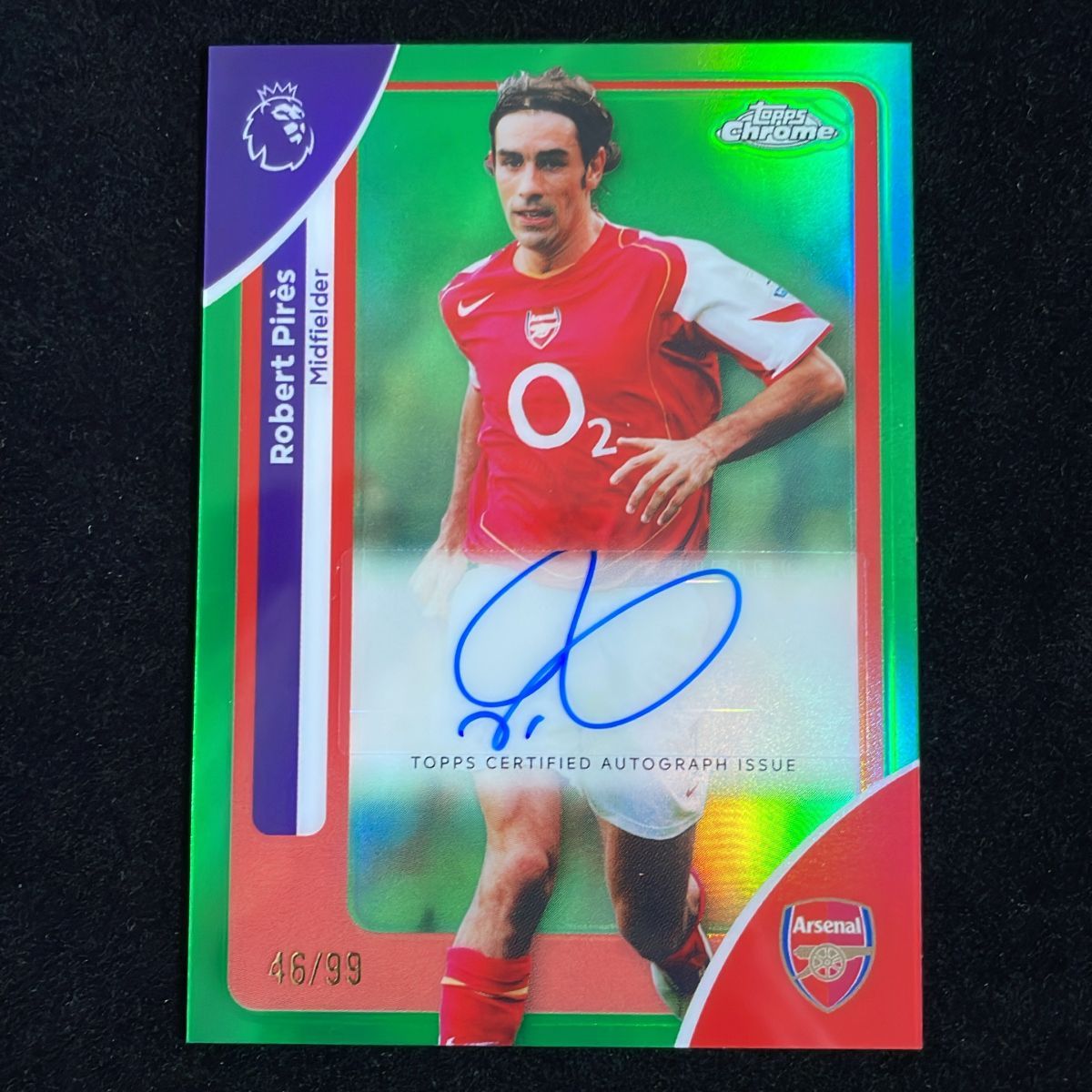 Robert Pires ロベール・ピレス Topps Chrome Premier League 2026 /99 Green Auto サイン 直筆 Arsenal