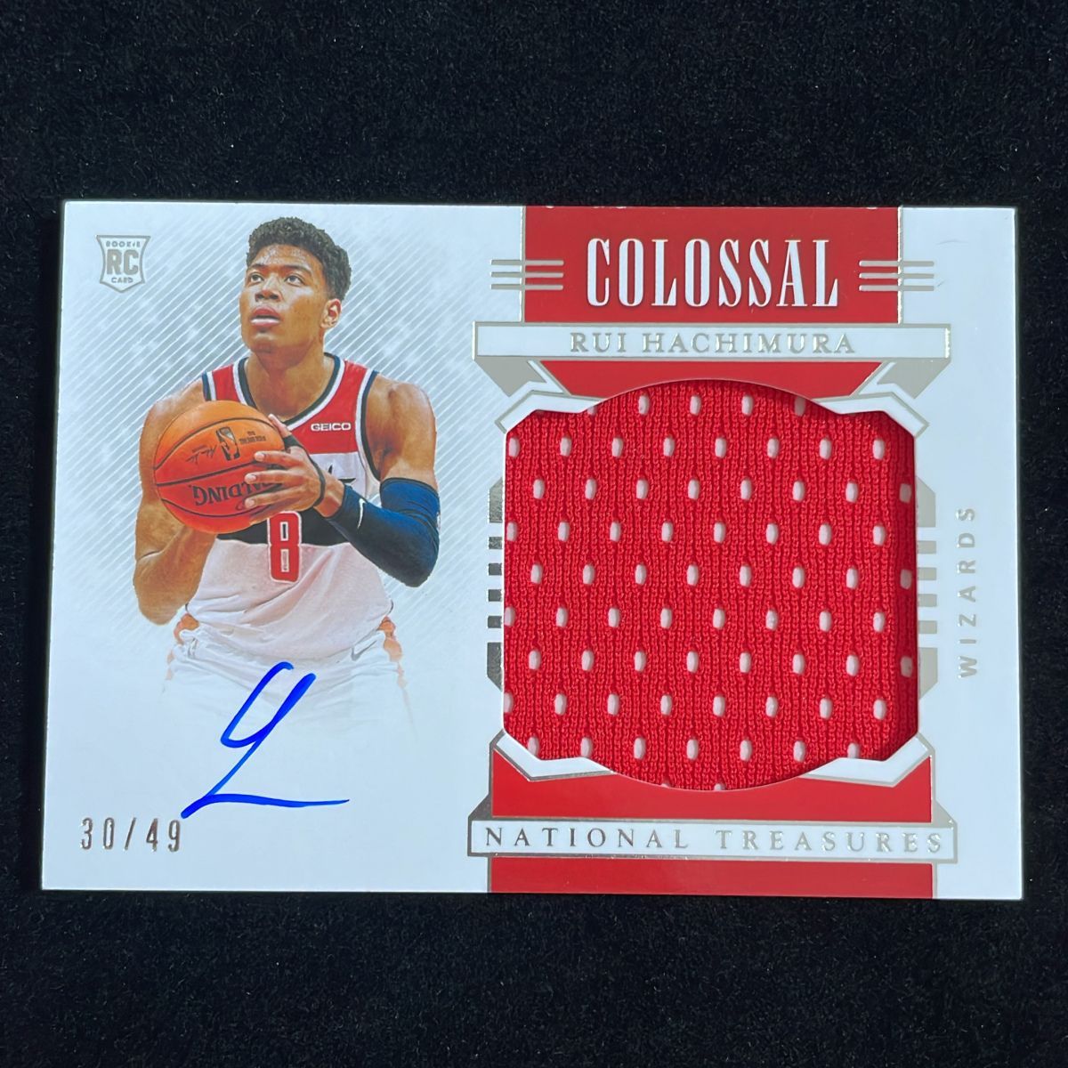 八村塁 Hachimura Rui Panini National Treasures Colossal 2019-20 /49 RJA RC Auto サイン 直筆 Jersey ジャージ ウィザーズ Wizards