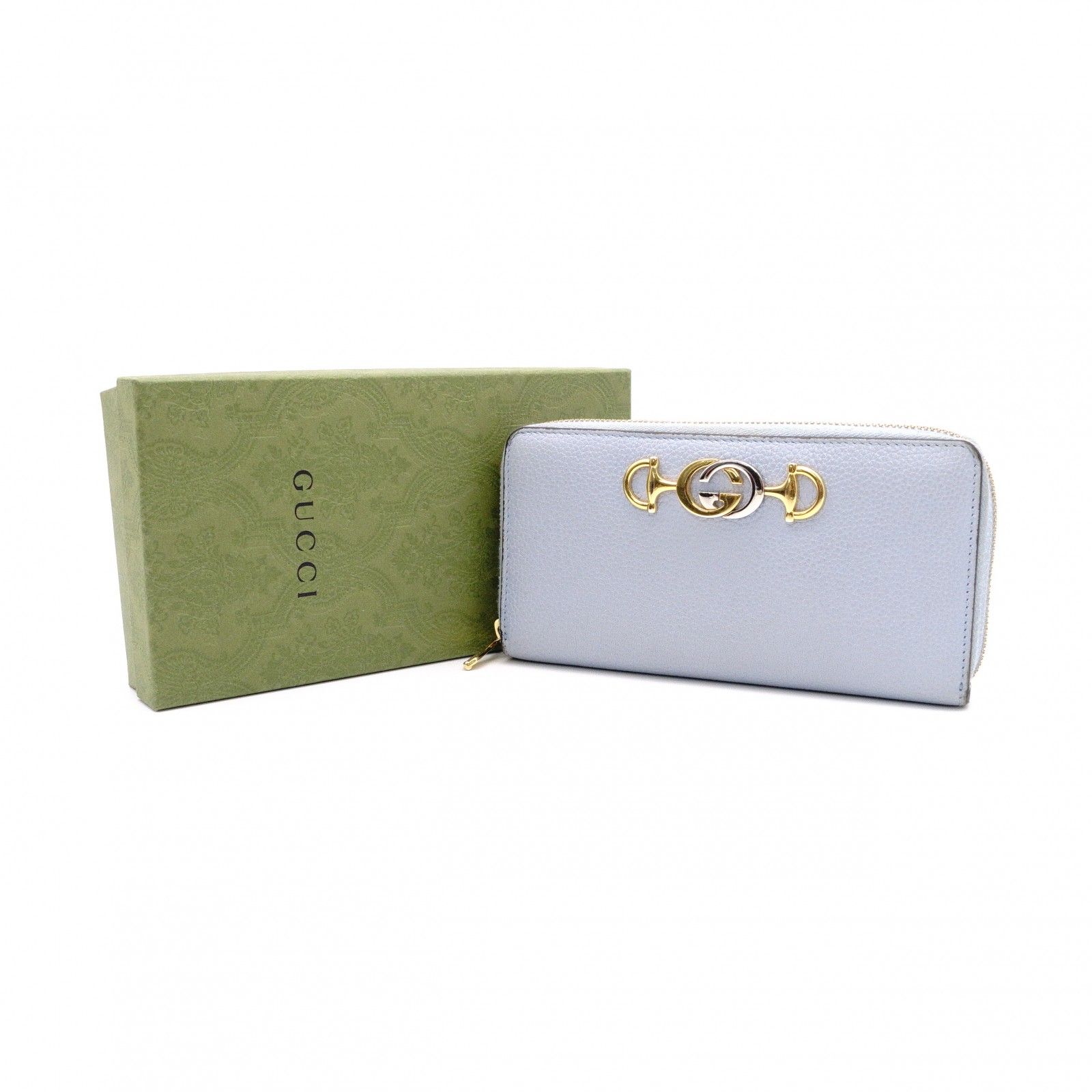 GUCCI グッチ ズゥミ 長財布 レザー ブルー ゴールド金具 財布