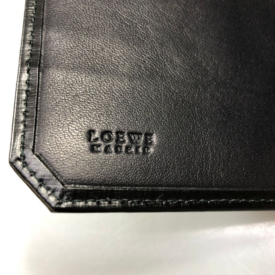 ロエベ 札入れ 長財布 レザー カードケース アナグラム ブラック