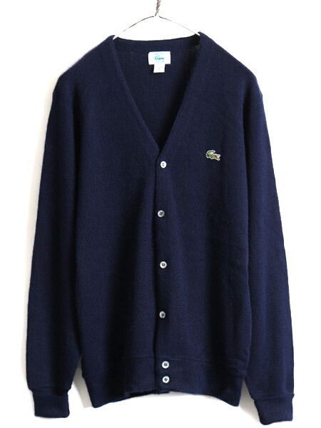 80s USA製 ■ アイゾッド ラコステ アクリル ニット カーディガン ( メンズ M ) 古着 80年代 ビンテージ IZOD LACOSTE セーター 長袖ニット