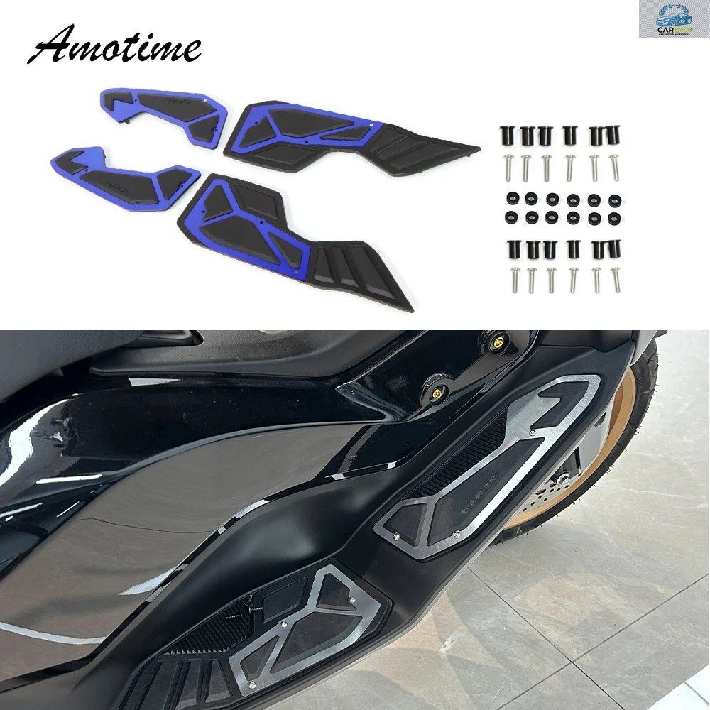 ヤマハ NMAX 2025 用モーターサイクルフットパッド、フロントおよびリアペグプレートペダル、滑り止め加工済みフットレスト