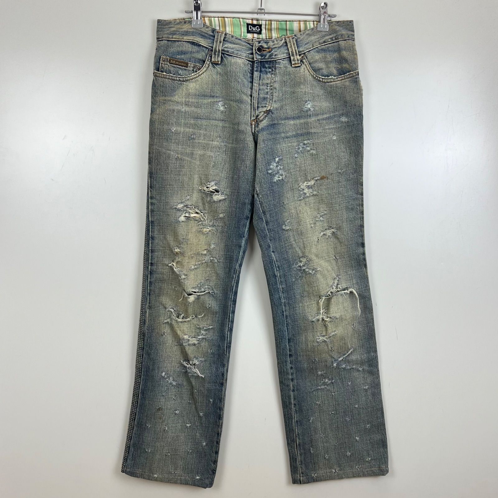 D&G ダメージデニムジーンズ y2k Gabbana & Dolce 00s [レア] DOLCE&GABBANA 31 pants denim crash STUDS archive y2k 00s パンツ