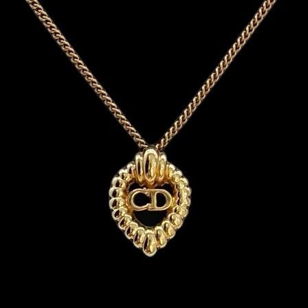Christian Dior クリスチャンディオール ネックレス CDロゴ ハート ツイスト ゴールド ヴィンテージ アクセサリー ドイツ製 レディース