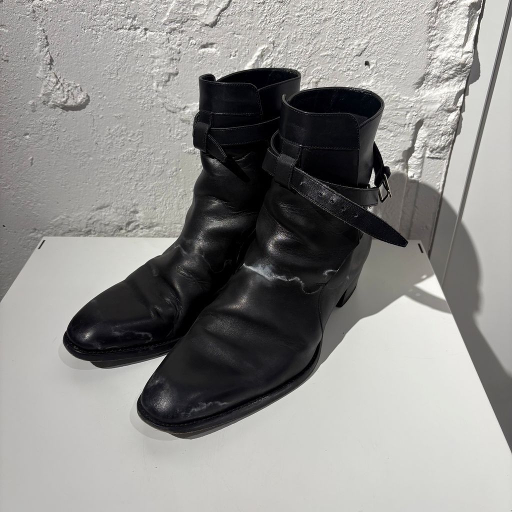 SAINT LAURENT PARIS サンローランパリ Wyatt Jodhpur Boots ベルトジョッパーブーツ 458793 ブラック size:41 【表参道B05】