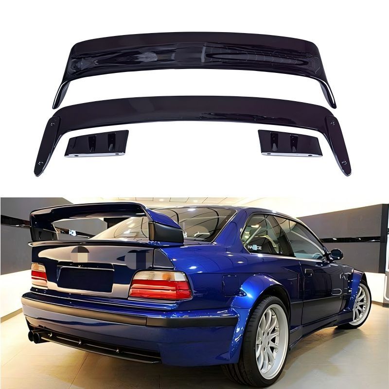 【送料無料】1990-2000 BMW 3シリーズ E36 (BMW 3 Series E36) 用 リアウイング 2ドア 4ドア対応 4分割 ダブルタイプ ABS製 グロスブラック 塗装済み 高精度 フィット感抜群 外装ドレスアップ