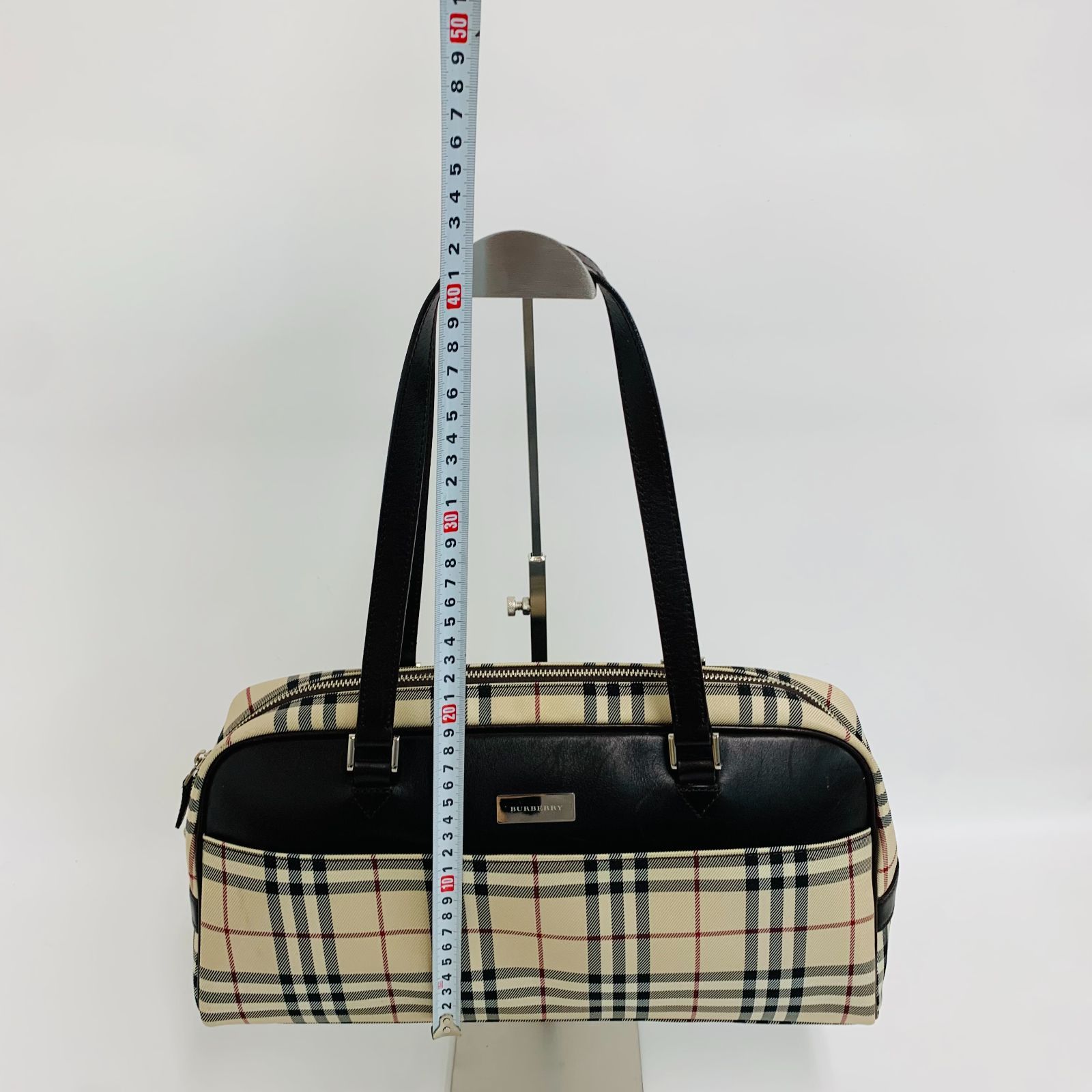 美品】Burberry バーバリー ノバチェック ハンドバッグ シルバー 