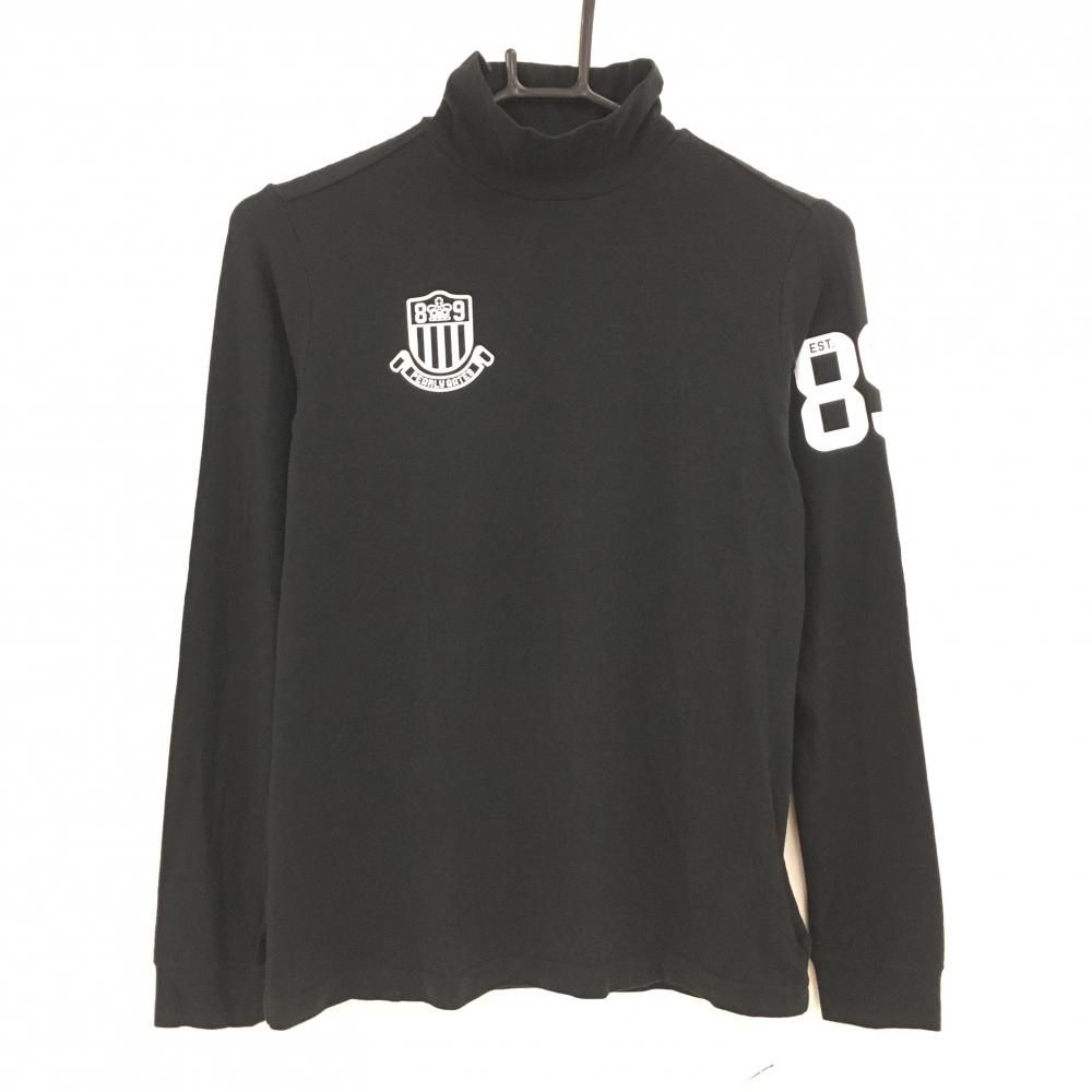 【新品】パーリーゲイツ 長袖ハイネックシャツ 黒 ロゴ白 表微起毛 レディース 1(M) ゴルフウェア PEARLY GATES