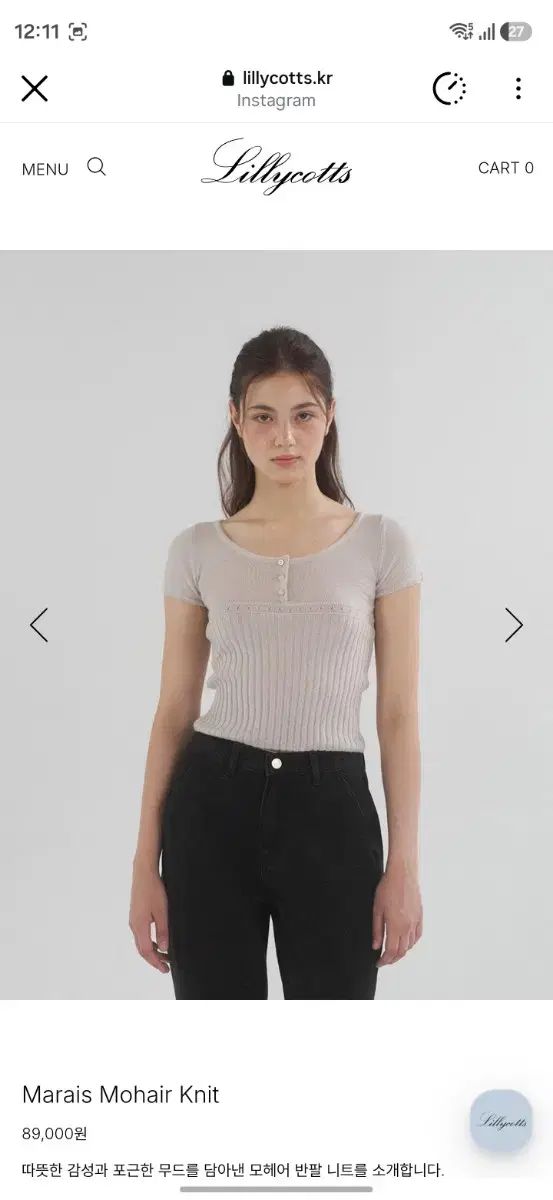 新品 リリーコーツ Marais モヘア ニット Tシャツ グレー