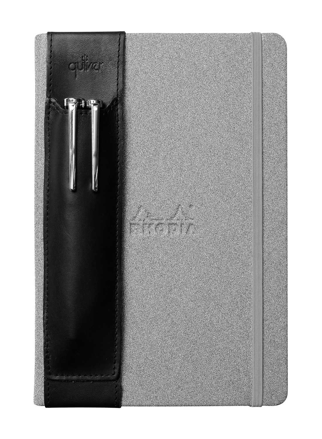 クイヴァーQuiver ２本差しペンホルダー モレスキンハードカバー用（A5）黒革 6,620円