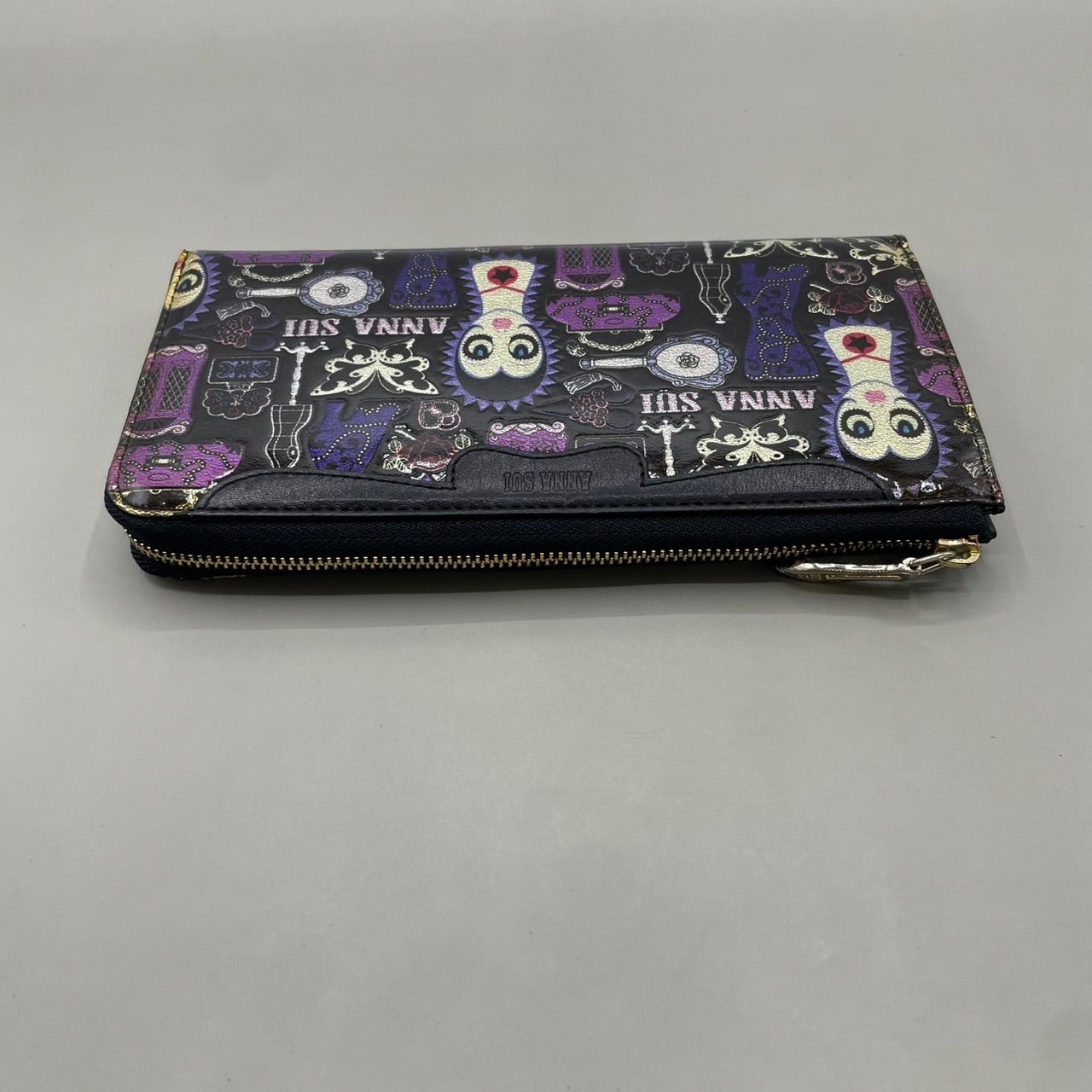 美品 Anna Sui アナスイ 長財布 お札入れ L字ファスナー パティ 