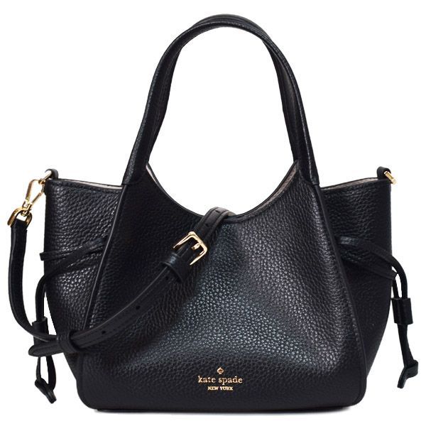 ケイトスペード バッグ katespade ぺブルレザー スタッシュ ミニ キャリーオール 2way 斜めがけ ショルダー ハンドバッグ ブラック KN634