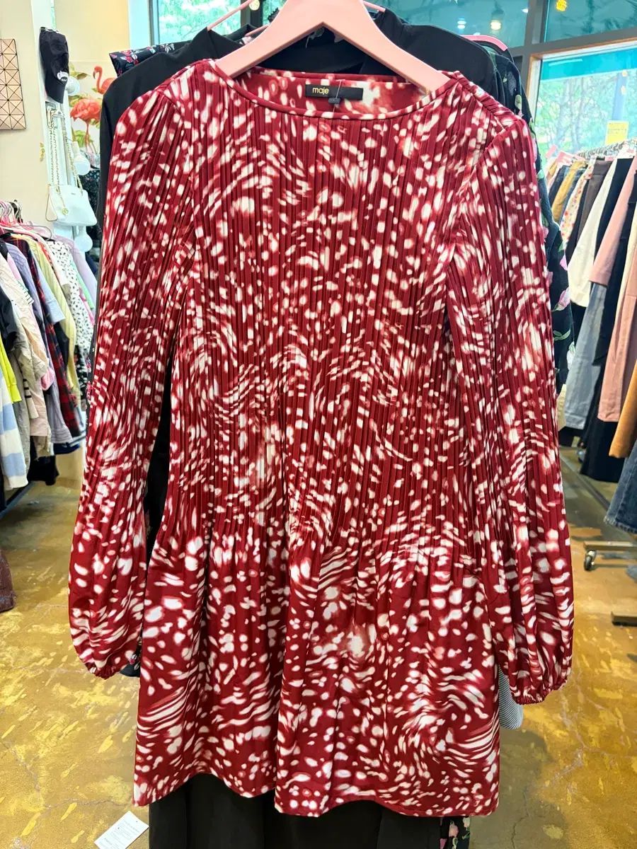 マージュ レッド プリーツ ONE PIECE