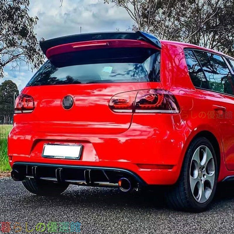 【安心品質】VWゴルフ6GTIリアスポイラーハイタイプカスタムスポーツドレスアップ08-13年式ブラック簡単装着存在感アップqp513