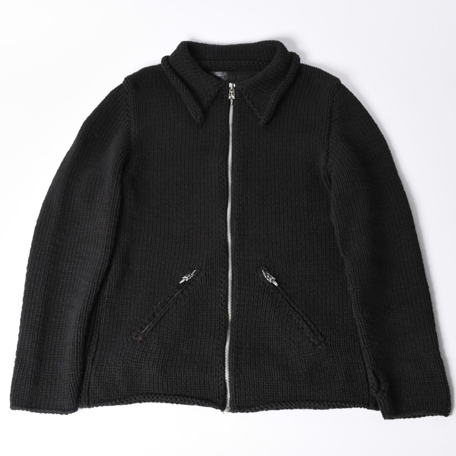 極美品 CHROME HEARTS クロムハーツ ダガージップヘビーゲージニットジャケット ブラック カシミヤ シルバー金具 ダガー クロスパッチ トリプルクロス 中古 4a001956 346,500円
