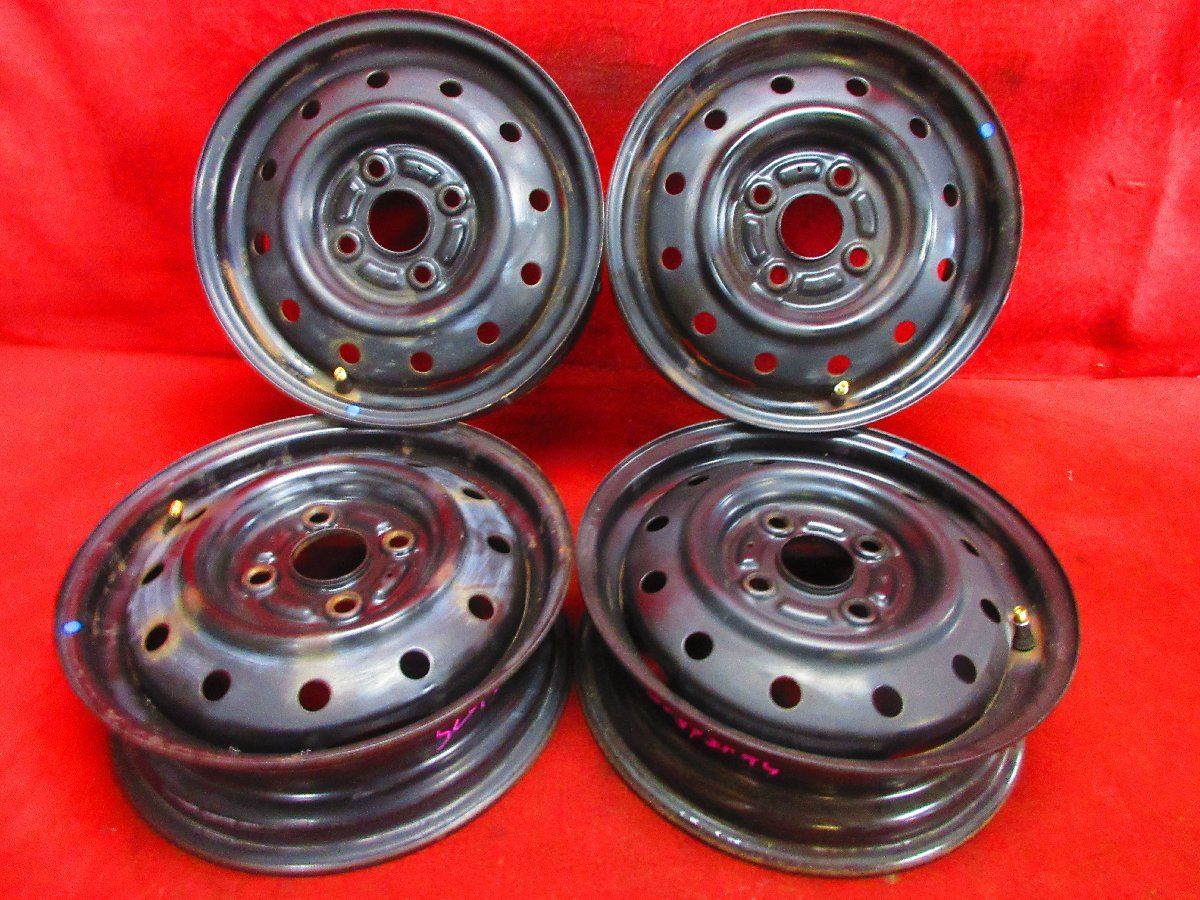 スズキ純正 アルト エブリィ ワゴンR ハスラー スチール ホイール 4本 13×4.00B 4穴 PCD 100 +45 ハブ径 54◆ 52072H