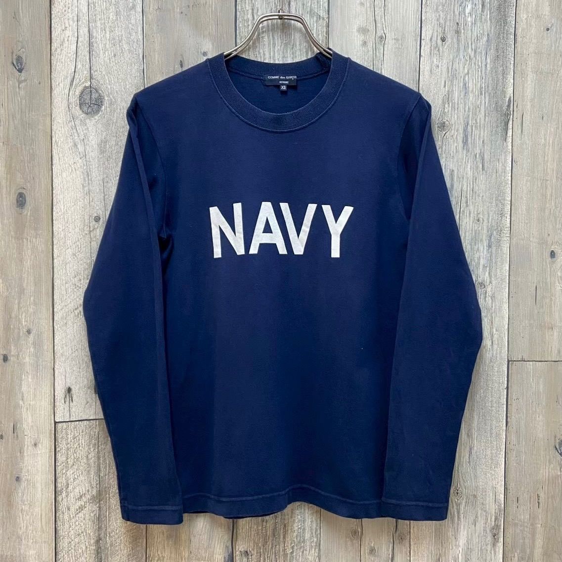COMME des GARCONS コムデギャルソン オム 日本製 ネイビー NAVY プリント ロンT 長袖 Tシャツ メンズ XS サイズ