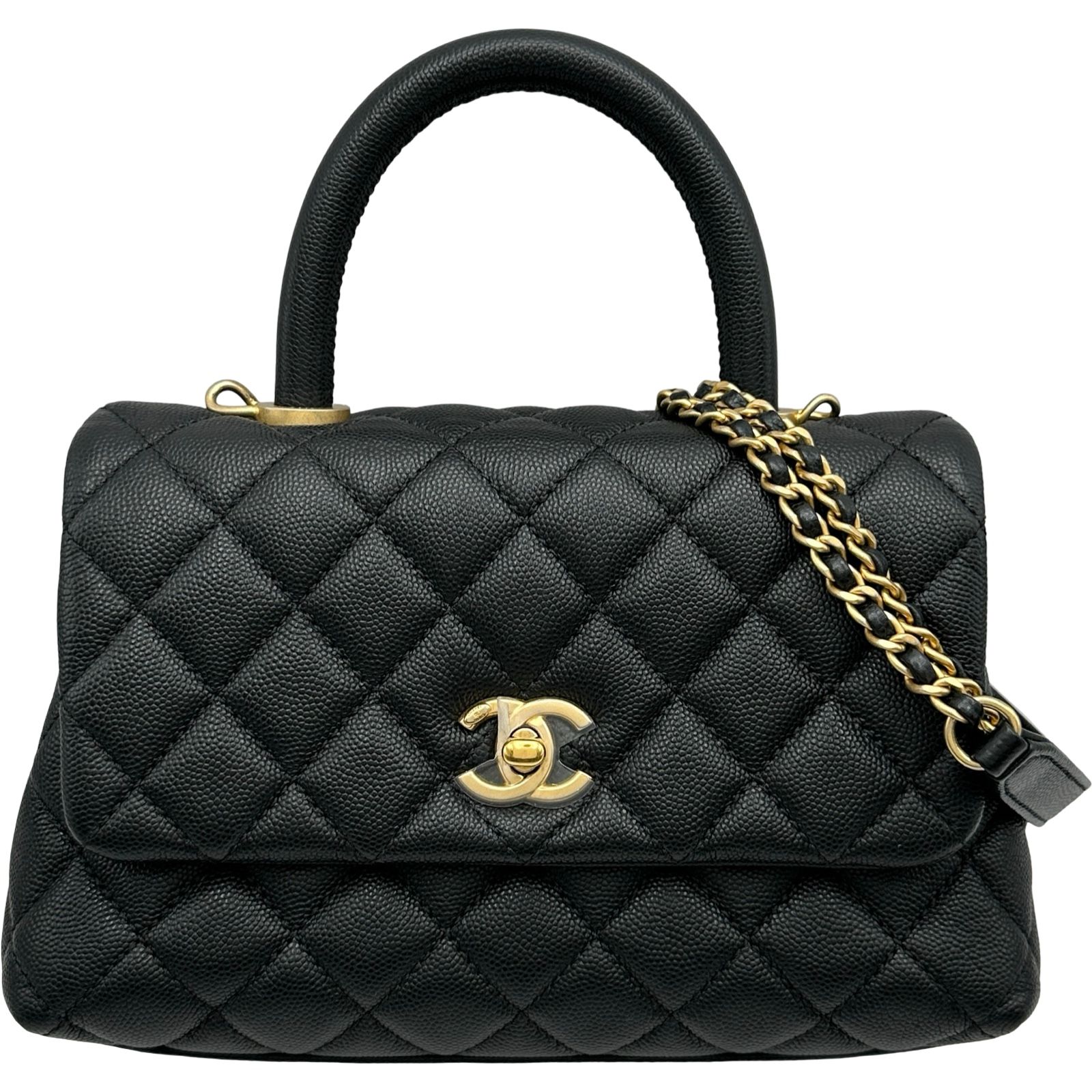 シャネル CHANEL ココハンドルXS A92990 27番台 ブラック ゴールド金具 キャビア レディース ショルダーバッグ
