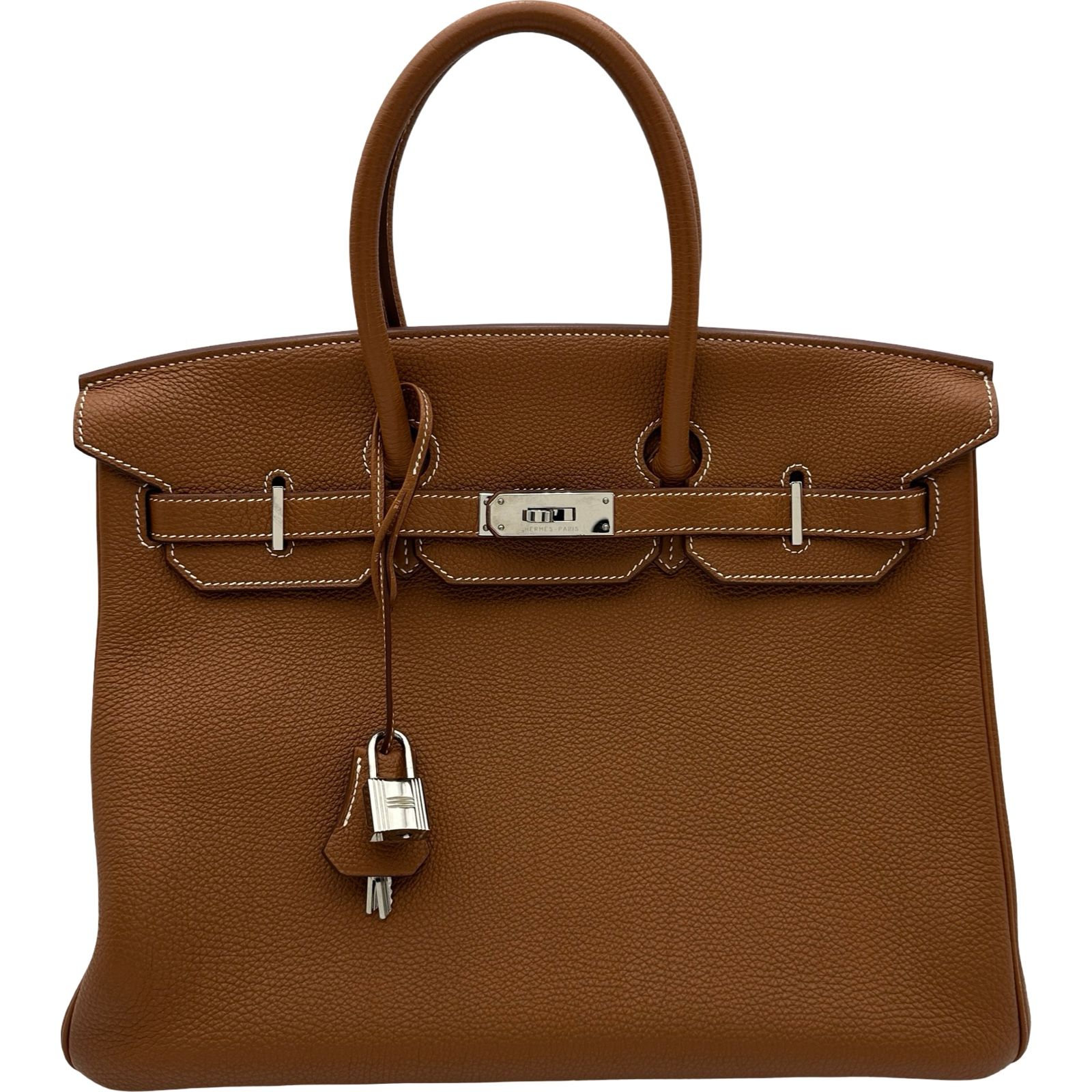 エルメス HERMES バーキン35 □M刻 ゴールド シルバー金具 トゴ レディース ハンドバッグ