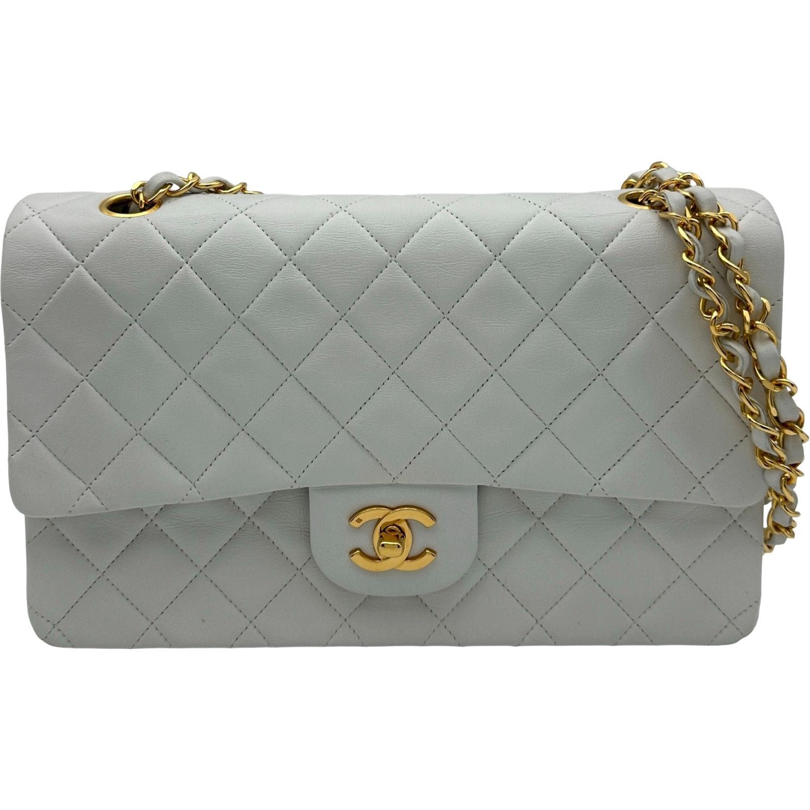 シャネル CHANEL マトラッセ25 1番台 ホワイト ゴールド金具 ラム レディース ショルダーバッグ