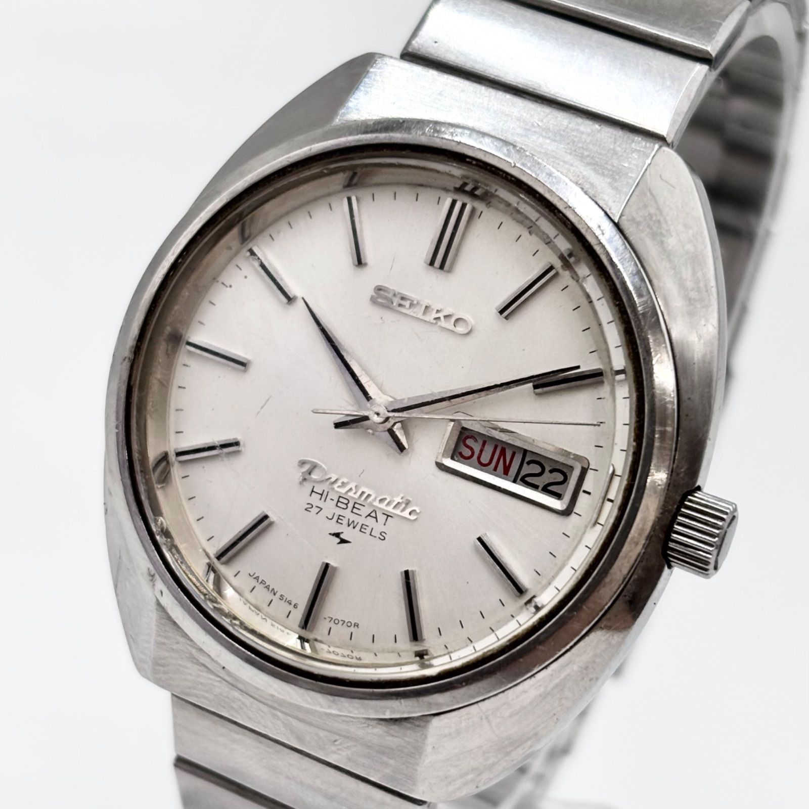 【稼動/純正ベルト/70s】SEIKO Presmatic セイコー プレスマチック ハイビート 27石 自動巻き デイデイト 腕時計 メンズ