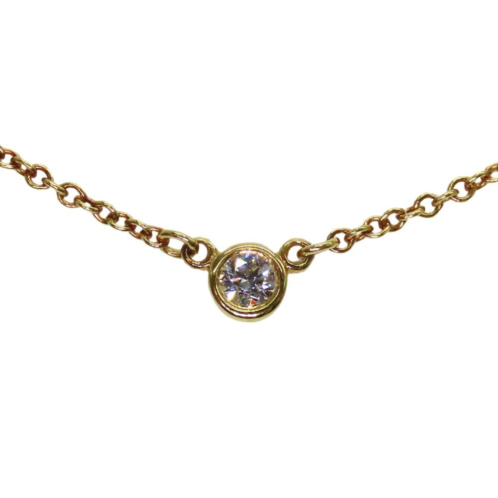 【中古】TIFFANY＆Co. ティファニー ネックレス バイザヤード K18YG 約1.88g 約40cm トップ約3.43mm Au750 エルサ・ペレッティ ダイヤ ネックレス イエローゴールド 一粒ダイヤ A2602086