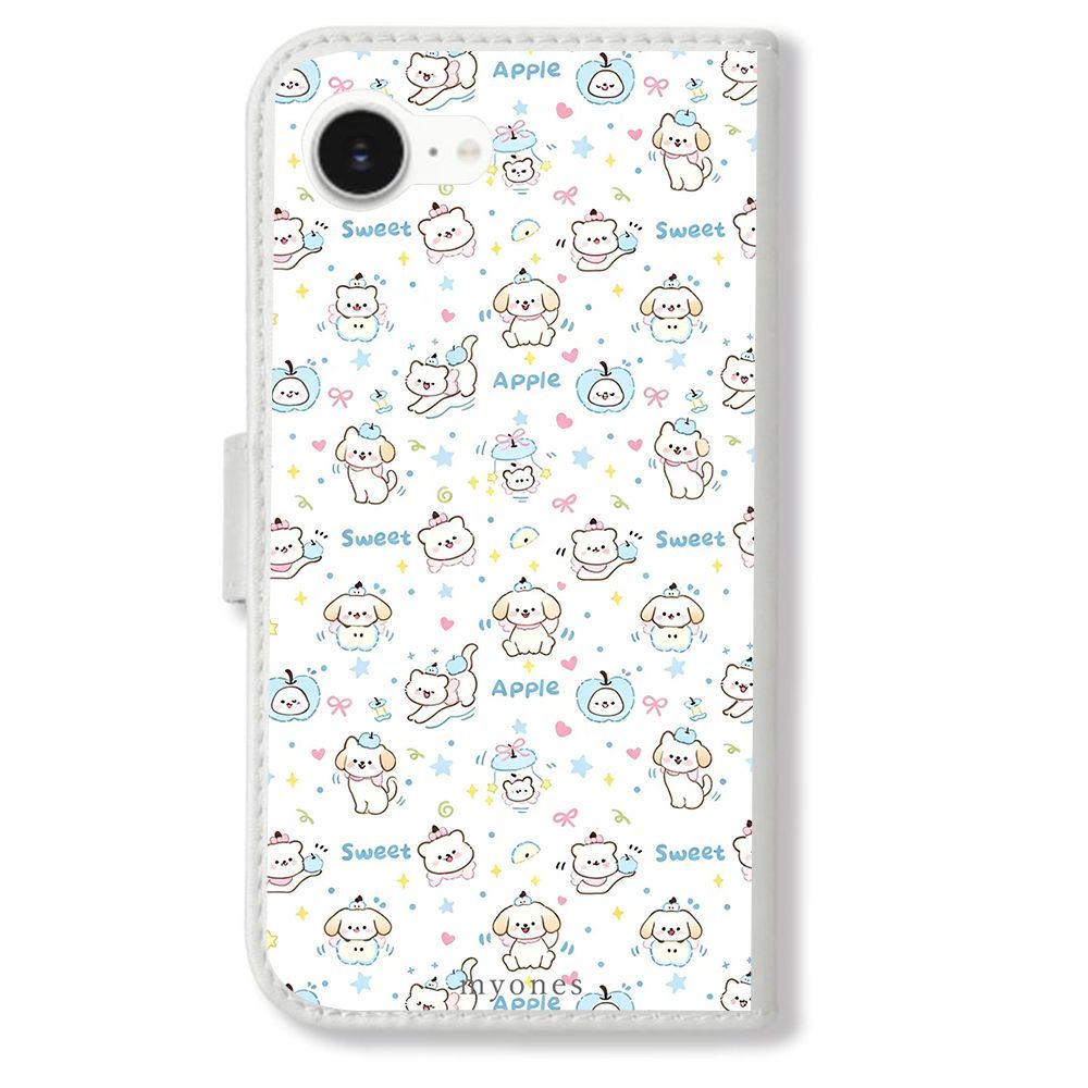 新品未使用】 LG VELVET L-52A 手帳型スマホ ケース(色:ホワイトxいぬ