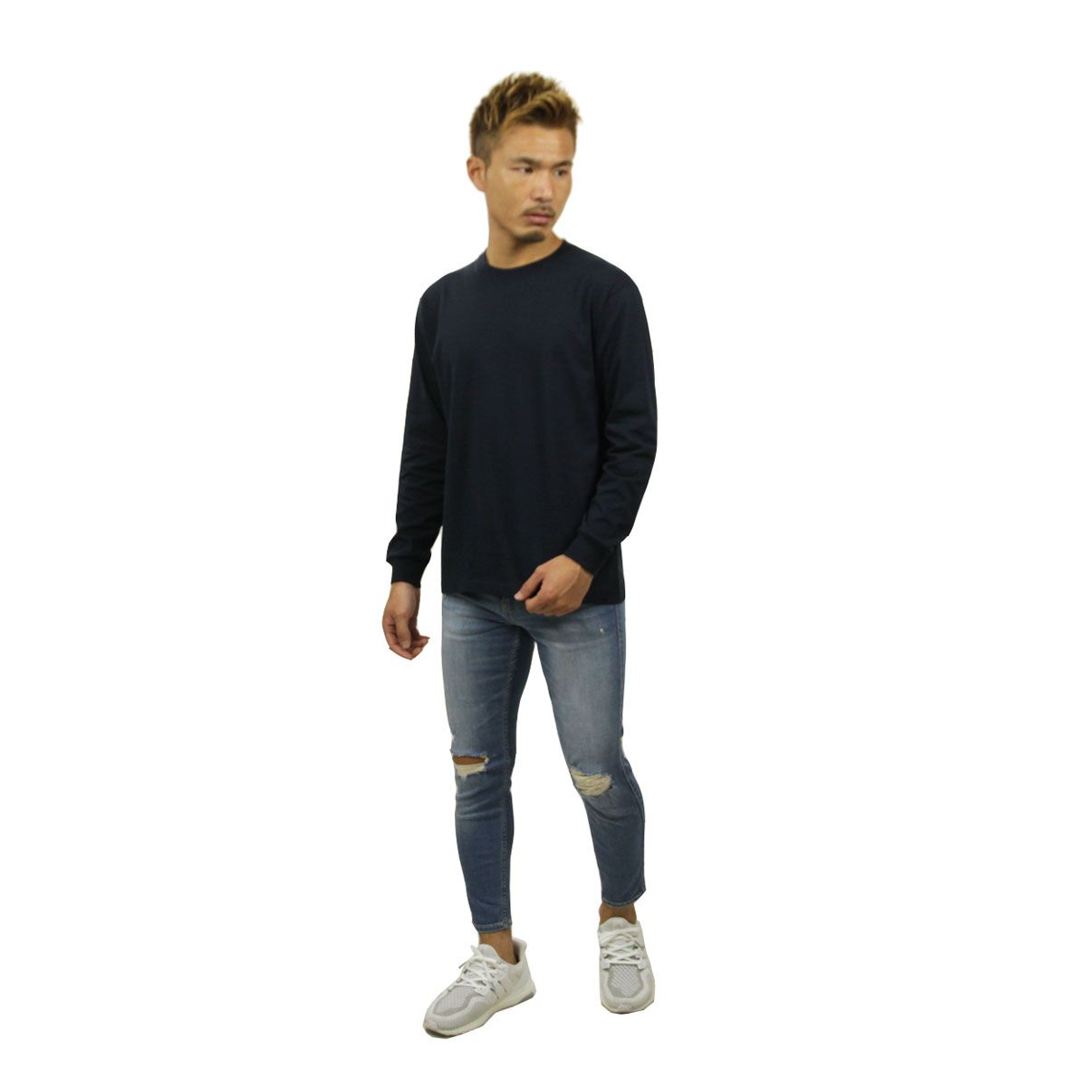 ヘインズ ロンT メンズ 正規品 HANES 長袖Tシャツ クルーネック 2枚組 HANES BEEFY LONG SLEEVE T-SHIRT 2P H5186-2 370 NAVY