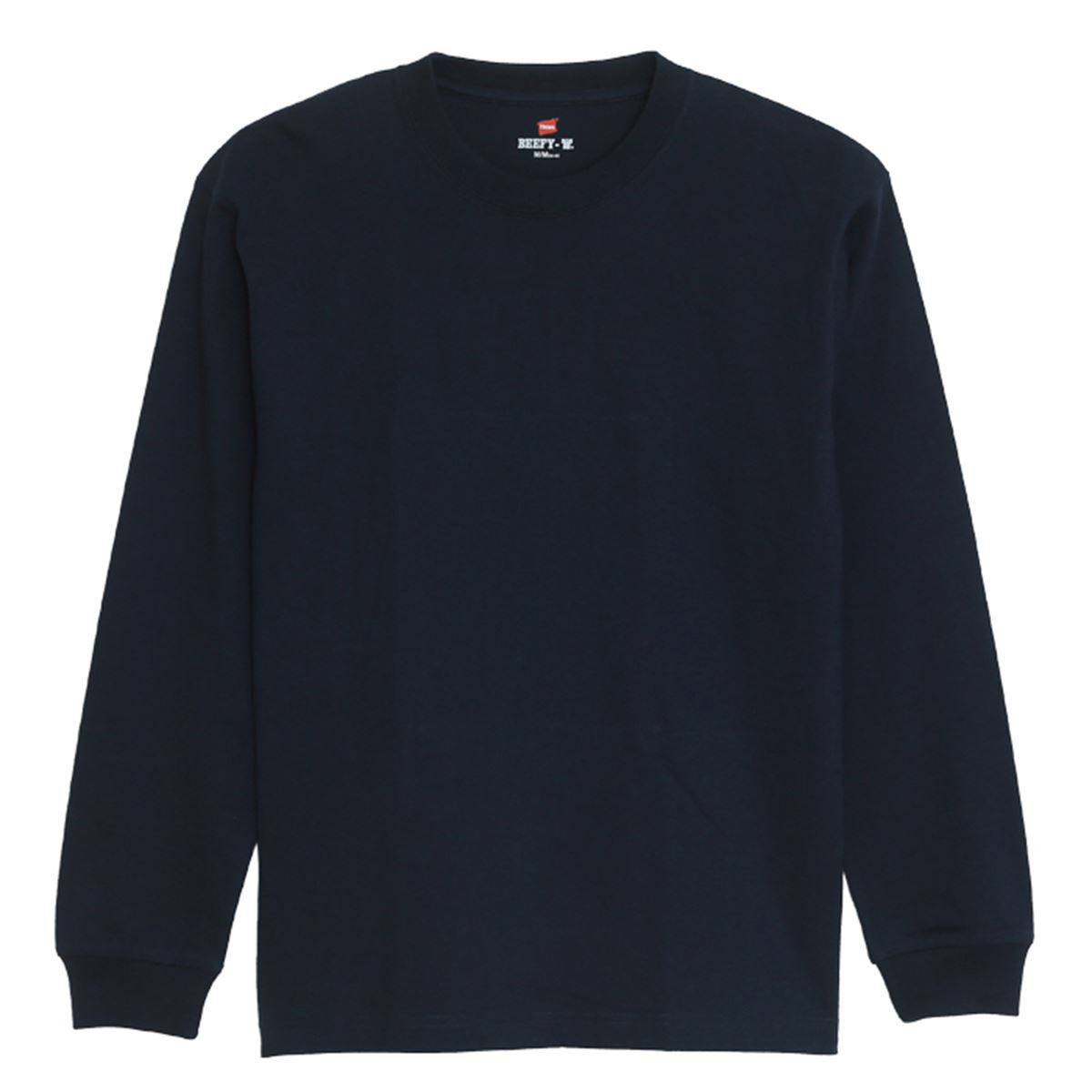 ヘインズ ロンT メンズ 正規品 HANES 長袖Tシャツ クルーネック 2枚組 HANES BEEFY LONG SLEEVE T-SHIRT 2P H5186-2 370 NAVY